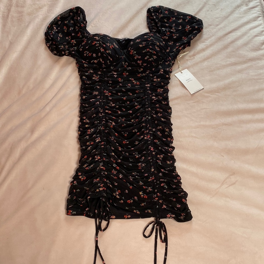 NWT black floral bodycon dress